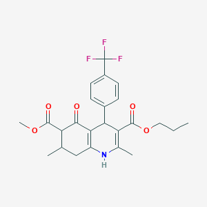 molecular formula C24H26F3NO5 B4261926 6-methyl 3-propyl 2,7-dimethyl-5-oxo-4-[4-(trifluoromethyl)phenyl]-1,4,5,6,7,8-hexahydro-3,6-quinolinedicarboxylate 