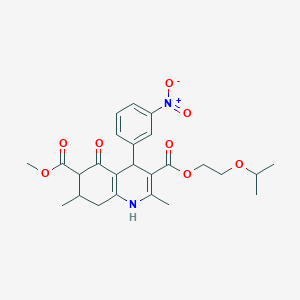 molecular formula C25H30N2O8 B4261935 3-(2-isopropoxyethyl) 6-methyl 2,7-dimethyl-4-(3-nitrophenyl)-5-oxo-1,4,5,6,7,8-hexahydro-3,6-quinolinedicarboxylate 