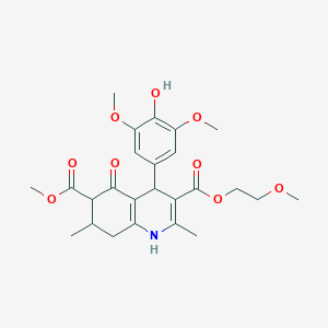 molecular formula C25H31NO9 B4261942 3-(2-methoxyethyl) 6-methyl 4-(4-hydroxy-3,5-dimethoxyphenyl)-2,7-dimethyl-5-oxo-1,4,5,6,7,8-hexahydro-3,6-quinolinedicarboxylate 