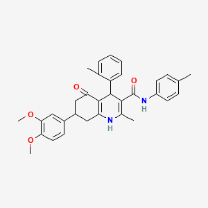 molecular formula C33H34N2O4 B4261951 7-(3,4-dimethoxyphenyl)-2-methyl-4-(2-methylphenyl)-N-(4-methylphenyl)-5-oxo-1,4,5,6,7,8-hexahydro-3-quinolinecarboxamide 