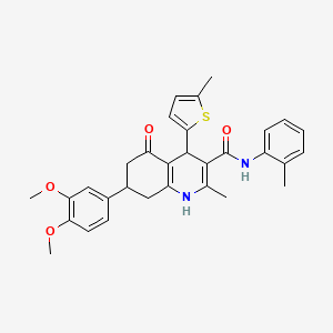 molecular formula C31H32N2O4S B4261956 7-(3,4-dimethoxyphenyl)-2-methyl-N-(2-methylphenyl)-4-(5-methyl-2-thienyl)-5-oxo-1,4,5,6,7,8-hexahydro-3-quinolinecarboxamide 