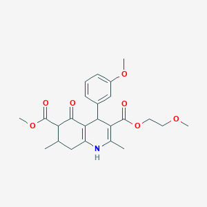 molecular formula C24H29NO7 B4261966 3-(2-methoxyethyl) 6-methyl 4-(3-methoxyphenyl)-2,7-dimethyl-5-oxo-1,4,5,6,7,8-hexahydro-3,6-quinolinedicarboxylate 