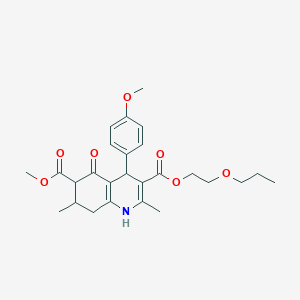 molecular formula C26H33NO7 B4261979 6-methyl 3-(2-propoxyethyl) 4-(4-methoxyphenyl)-2,7-dimethyl-5-oxo-1,4,5,6,7,8-hexahydro-3,6-quinolinedicarboxylate 