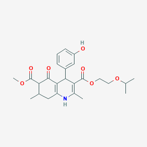 molecular formula C25H31NO7 B4261980 3-(2-isopropoxyethyl) 6-methyl 4-(3-hydroxyphenyl)-2,7-dimethyl-5-oxo-1,4,5,6,7,8-hexahydro-3,6-quinolinedicarboxylate 