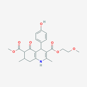 3-(2-methoxyethyl) 6-methyl 4-(4-hydroxyphenyl)-2,7-dimethyl-5-oxo-1,4,5,6,7,8-hexahydro-3,6-quinolinedicarboxylate