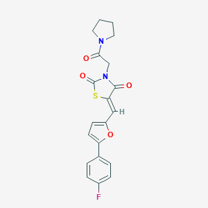 molecular formula C20H17FN2O4S B426200 5-{[5-(4-Fluorophenyl)-2-furyl]methylene}-3-[2-oxo-2-(1-pyrrolidinyl)ethyl]-1,3-thiazolidine-2,4-dione 