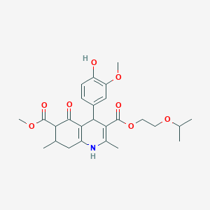 molecular formula C26H33NO8 B4262002 3-(2-isopropoxyethyl) 6-methyl 4-(4-hydroxy-3-methoxyphenyl)-2,7-dimethyl-5-oxo-1,4,5,6,7,8-hexahydro-3,6-quinolinedicarboxylate 