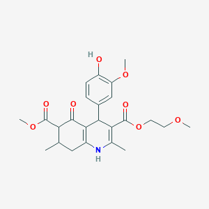 molecular formula C24H29NO8 B4262010 3-(2-methoxyethyl) 6-methyl 4-(4-hydroxy-3-methoxyphenyl)-2,7-dimethyl-5-oxo-1,4,5,6,7,8-hexahydro-3,6-quinolinedicarboxylate 