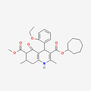 molecular formula C29H37NO6 B4262018 3-cycloheptyl 6-methyl 4-(2-ethoxyphenyl)-2,7-dimethyl-5-oxo-1,4,5,6,7,8-hexahydro-3,6-quinolinedicarboxylate 