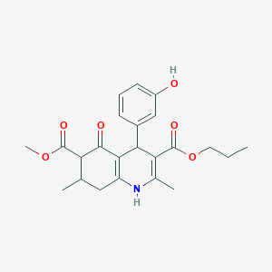 molecular formula C23H27NO6 B4262029 6-methyl 3-propyl 4-(3-hydroxyphenyl)-2,7-dimethyl-5-oxo-1,4,5,6,7,8-hexahydro-3,6-quinolinedicarboxylate 