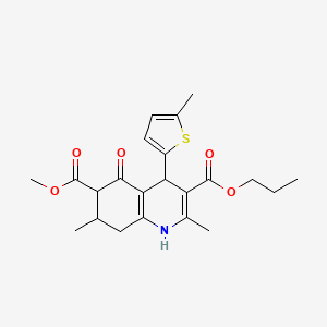 molecular formula C22H27NO5S B4262042 6-methyl 3-propyl 2,7-dimethyl-4-(5-methyl-2-thienyl)-5-oxo-1,4,5,6,7,8-hexahydro-3,6-quinolinedicarboxylate 