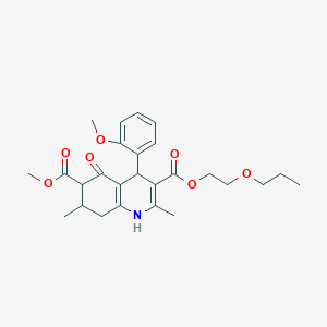 molecular formula C26H33NO7 B4262060 6-methyl 3-(2-propoxyethyl) 4-(2-methoxyphenyl)-2,7-dimethyl-5-oxo-1,4,5,6,7,8-hexahydro-3,6-quinolinedicarboxylate 