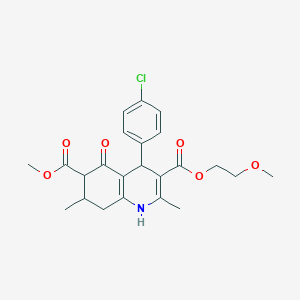 molecular formula C23H26ClNO6 B4262069 3-(2-methoxyethyl) 6-methyl 4-(4-chlorophenyl)-2,7-dimethyl-5-oxo-1,4,5,6,7,8-hexahydro-3,6-quinolinedicarboxylate 