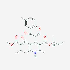 molecular formula C28H31NO7 B4262077 3-sec-butyl 6-methyl 2,7-dimethyl-4-(6-methyl-4-oxo-4H-chromen-3-yl)-5-oxo-1,4,5,6,7,8-hexahydro-3,6-quinolinedicarboxylate 
