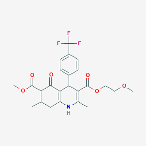 molecular formula C24H26F3NO6 B4262090 3-(2-methoxyethyl) 6-methyl 2,7-dimethyl-5-oxo-4-[4-(trifluoromethyl)phenyl]-1,4,5,6,7,8-hexahydro-3,6-quinolinedicarboxylate 