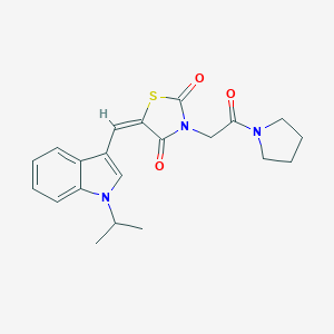 molecular formula C21H23N3O3S B426210 5-[(1-isopropyl-1H-indol-3-yl)methylene]-3-[2-oxo-2-(1-pyrrolidinyl)ethyl]-1,3-thiazolidine-2,4-dione 