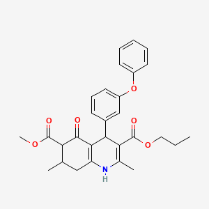 molecular formula C29H31NO6 B4262124 6-methyl 3-propyl 2,7-dimethyl-5-oxo-4-(3-phenoxyphenyl)-1,4,5,6,7,8-hexahydro-3,6-quinolinedicarboxylate 
