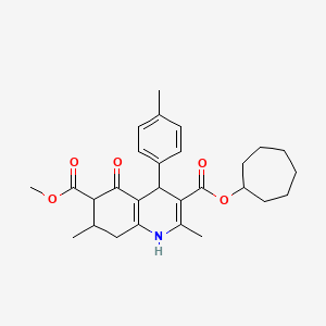 3-cycloheptyl 6-methyl 2,7-dimethyl-4-(4-methylphenyl)-5-oxo-1,4,5,6,7,8-hexahydro-3,6-quinolinedicarboxylate
