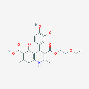 molecular formula C25H31NO8 B4262143 3-(2-ethoxyethyl) 6-methyl 4-(4-hydroxy-3-methoxyphenyl)-2,7-dimethyl-5-oxo-1,4,5,6,7,8-hexahydro-3,6-quinolinedicarboxylate 