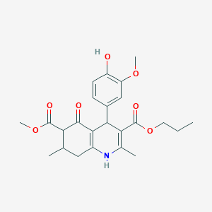 molecular formula C24H29NO7 B4262158 6-methyl 3-propyl 4-(4-hydroxy-3-methoxyphenyl)-2,7-dimethyl-5-oxo-1,4,5,6,7,8-hexahydro-3,6-quinolinedicarboxylate 