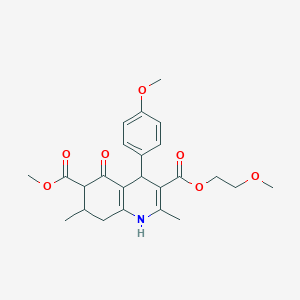 molecular formula C24H29NO7 B4262179 3-(2-methoxyethyl) 6-methyl 4-(4-methoxyphenyl)-2,7-dimethyl-5-oxo-1,4,5,6,7,8-hexahydro-3,6-quinolinedicarboxylate 