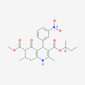 molecular formula C24H28N2O7 B4262184 3-sec-butyl 6-methyl 2,7-dimethyl-4-(3-nitrophenyl)-5-oxo-1,4,5,6,7,8-hexahydro-3,6-quinolinedicarboxylate 