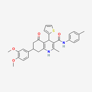 molecular formula C30H30N2O4S B4262207 7-(3,4-dimethoxyphenyl)-2-methyl-N-(4-methylphenyl)-5-oxo-4-(2-thienyl)-1,4,5,6,7,8-hexahydro-3-quinolinecarboxamide 