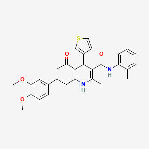 molecular formula C30H30N2O4S B4262230 7-(3,4-dimethoxyphenyl)-2-methyl-N-(2-methylphenyl)-5-oxo-4-(3-thienyl)-1,4,5,6,7,8-hexahydro-3-quinolinecarboxamide 