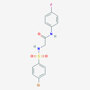 molecular formula C14H12BrFN2O3S B426224 2-{[(4-bromophenyl)sulfonyl]amino}-N-(4-fluorophenyl)acetamide 