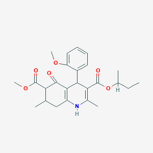 molecular formula C25H31NO6 B4262258 3-sec-butyl 6-methyl 4-(2-methoxyphenyl)-2,7-dimethyl-5-oxo-1,4,5,6,7,8-hexahydro-3,6-quinolinedicarboxylate 