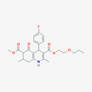 molecular formula C25H30FNO6 B4262264 6-methyl 3-(2-propoxyethyl) 4-(4-fluorophenyl)-2,7-dimethyl-5-oxo-1,4,5,6,7,8-hexahydro-3,6-quinolinedicarboxylate 