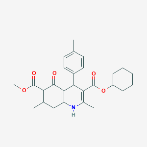 molecular formula C27H33NO5 B4262272 3-cyclohexyl 6-methyl 2,7-dimethyl-4-(4-methylphenyl)-5-oxo-1,4,5,6,7,8-hexahydro-3,6-quinolinedicarboxylate 