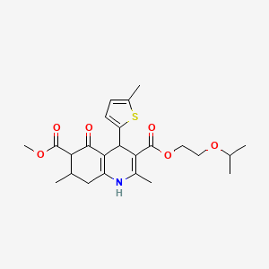 molecular formula C24H31NO6S B4262277 3-(2-isopropoxyethyl) 6-methyl 2,7-dimethyl-4-(5-methyl-2-thienyl)-5-oxo-1,4,5,6,7,8-hexahydro-3,6-quinolinedicarboxylate 