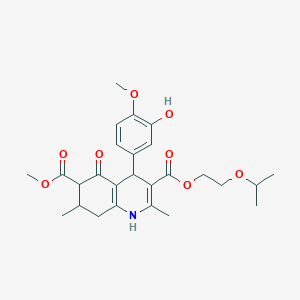 molecular formula C26H33NO8 B4262282 3-(2-isopropoxyethyl) 6-methyl 4-(3-hydroxy-4-methoxyphenyl)-2,7-dimethyl-5-oxo-1,4,5,6,7,8-hexahydro-3,6-quinolinedicarboxylate 