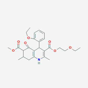 molecular formula C26H33NO7 B4262290 3-(2-ethoxyethyl) 6-methyl 4-(2-ethoxyphenyl)-2,7-dimethyl-5-oxo-1,4,5,6,7,8-hexahydro-3,6-quinolinedicarboxylate 