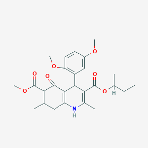 molecular formula C26H33NO7 B4262315 3-sec-butyl 6-methyl 4-(2,5-dimethoxyphenyl)-2,7-dimethyl-5-oxo-1,4,5,6,7,8-hexahydro-3,6-quinolinedicarboxylate 