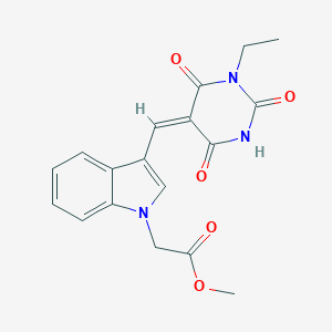 methyl {3-[(1-ethyl-2,4,6-trioxotetrahydro-5(2H)-pyrimidinylidene)methyl]-1H-indol-1-yl}acetate