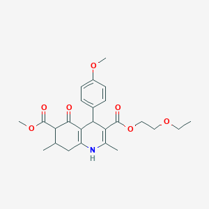 molecular formula C25H31NO7 B4262324 3-(2-ethoxyethyl) 6-methyl 4-(4-methoxyphenyl)-2,7-dimethyl-5-oxo-1,4,5,6,7,8-hexahydro-3,6-quinolinedicarboxylate 