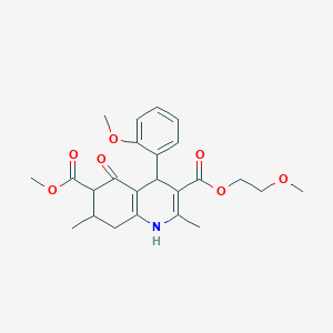 molecular formula C24H29NO7 B4262338 3-(2-methoxyethyl) 6-methyl 4-(2-methoxyphenyl)-2,7-dimethyl-5-oxo-1,4,5,6,7,8-hexahydro-3,6-quinolinedicarboxylate 
