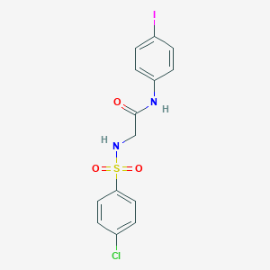 molecular formula C14H12ClIN2O3S B426234 2-{[(4-chlorophenyl)sulfonyl]amino}-N-(4-iodophenyl)acetamide 