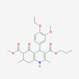 molecular formula C26H33NO7 B4262340 6-methyl 3-propyl 4-(4-ethoxy-3-methoxyphenyl)-2,7-dimethyl-5-oxo-1,4,5,6,7,8-hexahydro-3,6-quinolinedicarboxylate 
