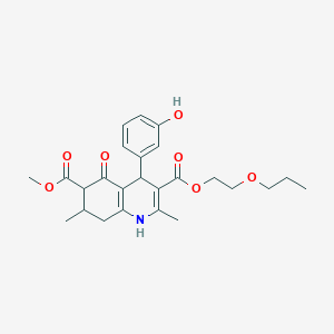 molecular formula C25H31NO7 B4262353 6-methyl 3-(2-propoxyethyl) 4-(3-hydroxyphenyl)-2,7-dimethyl-5-oxo-1,4,5,6,7,8-hexahydro-3,6-quinolinedicarboxylate 