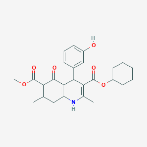 molecular formula C26H31NO6 B4262364 3-cyclohexyl 6-methyl 4-(3-hydroxyphenyl)-2,7-dimethyl-5-oxo-1,4,5,6,7,8-hexahydro-3,6-quinolinedicarboxylate 