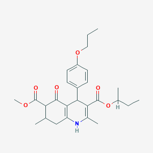 molecular formula C27H35NO6 B4262368 3-sec-butyl 6-methyl 2,7-dimethyl-5-oxo-4-(4-propoxyphenyl)-1,4,5,6,7,8-hexahydro-3,6-quinolinedicarboxylate 