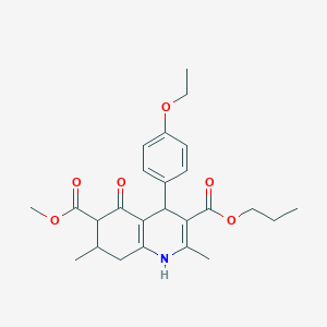 molecular formula C25H31NO6 B4262371 6-methyl 3-propyl 4-(4-ethoxyphenyl)-2,7-dimethyl-5-oxo-1,4,5,6,7,8-hexahydro-3,6-quinolinedicarboxylate 