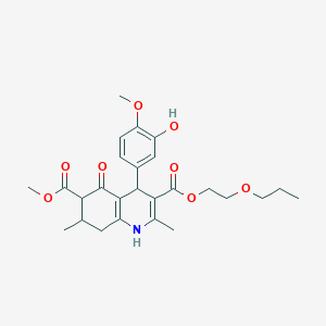 molecular formula C26H33NO8 B4262378 6-methyl 3-(2-propoxyethyl) 4-(3-hydroxy-4-methoxyphenyl)-2,7-dimethyl-5-oxo-1,4,5,6,7,8-hexahydro-3,6-quinolinedicarboxylate 