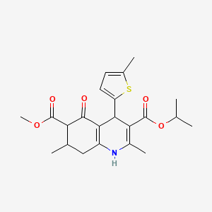 molecular formula C22H27NO5S B4262386 3-isopropyl 6-methyl 2,7-dimethyl-4-(5-methyl-2-thienyl)-5-oxo-1,4,5,6,7,8-hexahydro-3,6-quinolinedicarboxylate 