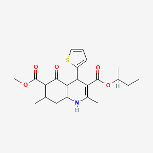 molecular formula C22H27NO5S B4262397 3-sec-butyl 6-methyl 2,7-dimethyl-5-oxo-4-(2-thienyl)-1,4,5,6,7,8-hexahydro-3,6-quinolinedicarboxylate 