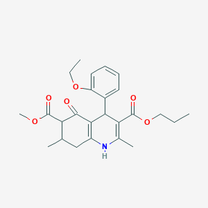 molecular formula C25H31NO6 B4262402 6-methyl 3-propyl 4-(2-ethoxyphenyl)-2,7-dimethyl-5-oxo-1,4,5,6,7,8-hexahydro-3,6-quinolinedicarboxylate 
