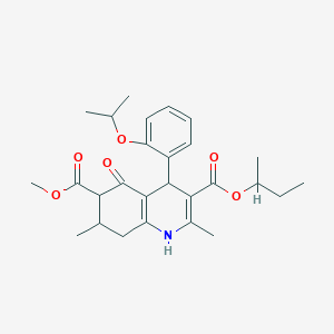 molecular formula C27H35NO6 B4262429 3-sec-butyl 6-methyl 4-(2-isopropoxyphenyl)-2,7-dimethyl-5-oxo-1,4,5,6,7,8-hexahydro-3,6-quinolinedicarboxylate 